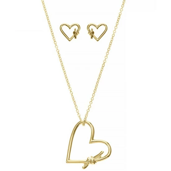 Budget π€© Alfani Gold-Tone Knotted Heart Pendant Necklace & Drop Earrings Set, Created For Macy's π