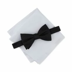 Top 10 🔔 Alfani Men's 2-Pc. Pre-Tied Neat Bow Tie & Solid Pocket Square Set, Created For Macy's Black 🤩