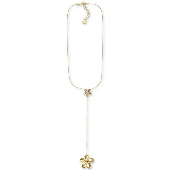 Hot Sale π Alfani Gold-Tone Flower Lariat Necklace, 18 + 2 Extender, Created For Macy's βοΈ