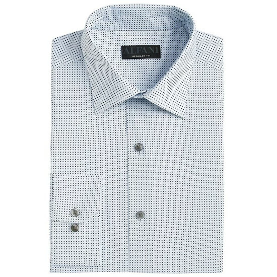 Deals 𧨠Alfani Men's Regular Fit Traveler Stretch π Dress π Shirt, Created For Macy's White Blue π - Image 4