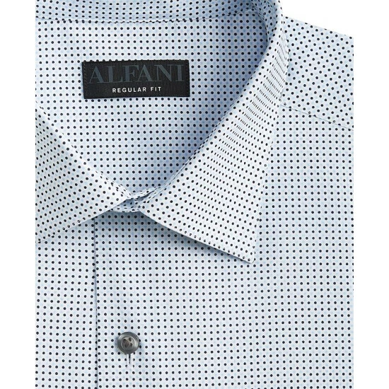 Deals 𧨠Alfani Men's Regular Fit Traveler Stretch π Dress π Shirt, Created For Macy's White Blue π - Image 5