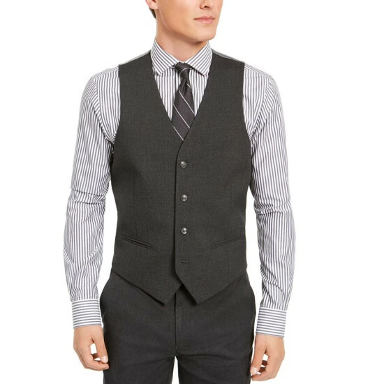 Outlet π Alfani Men's Classic-Fit Stretch Solid Suit Vest, Created For Macy's Charcoal π―