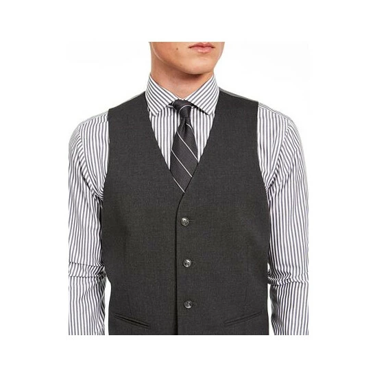 Outlet π Alfani Men's Classic-Fit Stretch Solid Suit Vest, Created For Macy's Charcoal π― - Image 3