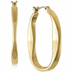 Cheap π Alfani Gold-Tone Sculptural Link Elongated Hoop Earrings, Created For Macy's π