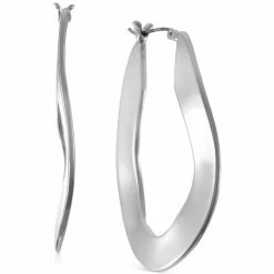 Cheapest βοΈ Alfani Silver-Tone Sculptural Link Elongated Hoop Earrings, Created For Macy's π