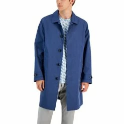 Best Sale 🔥 Alfani Men's Macintosh 🧥 Coat, Created For Macy's Blue Nite Escape 🔥