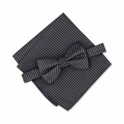 Wholesale 𧨠Alfani Men's O'Malley 2-Pc. Neat Pre-Tied Bow Tie & Pocket Square Set, Created For Macy's Black β€οΈ