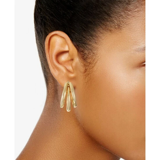 Promo π€© Alfani Gold-Tone Triple-Row Split Tubular Hoop Earrings, Created For Macy's π - Image 2
