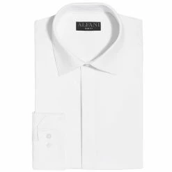 Deals β€οΈ Alfani Men's Slim Fit 2-Way Stretch Formal Convertible-Cuff π Dress π Shirt, Created For Macy's White π