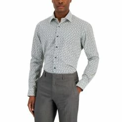 Budget βοΈ Alfani Men's Regular Fit Traveler Stretch π Dress π Shirt, Created For Macy's White Mint π