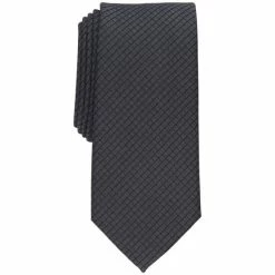 Promo ⌛ Alfani Men's Breton Grid Tie, Created For Macy's Black 💯