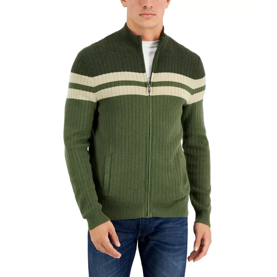 Cheapest π Alfani Men's Regular-Fit Colorblocked Stripe Full-Zip Cardigan, Created For Macy's Neo Navy π - Image 5