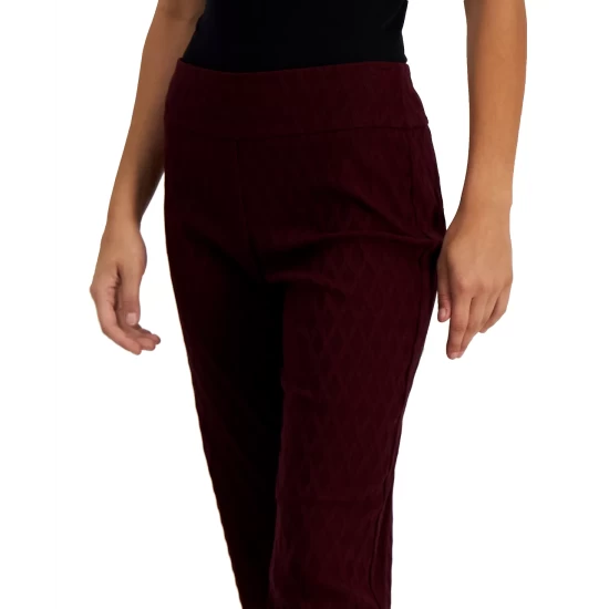 Brand new π Alfani Petite Diamond Jacquard Tummy-Control Pull-On Pants, Created For Macy's Rich Malbec π - Image 6