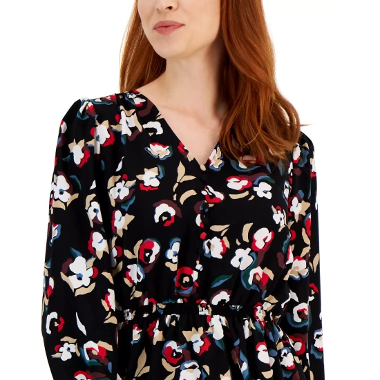 Buy π€© Alfani π© Women's Smocked Peplum V-Neck Blouse, Created For Macy's Multi Floral π - Image 5