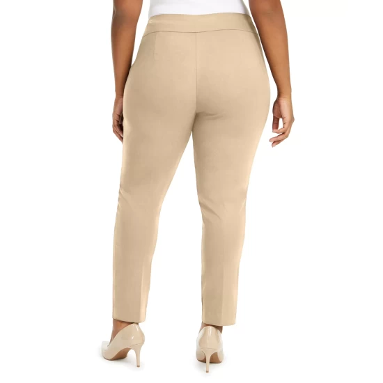 Discount βοΈ Alfani Plus Size Tummy-Control Pull-On Skinny Pants, Created For Macy's Light Heather Gray π€© - Image 11