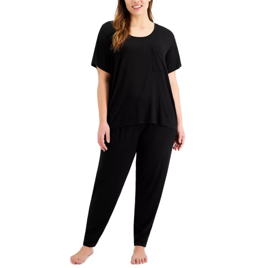 Coupon β€οΈ Alfani Plus Size Essential Jogger Pajama Pants, Created For Macy's Classic Black π - Image 4