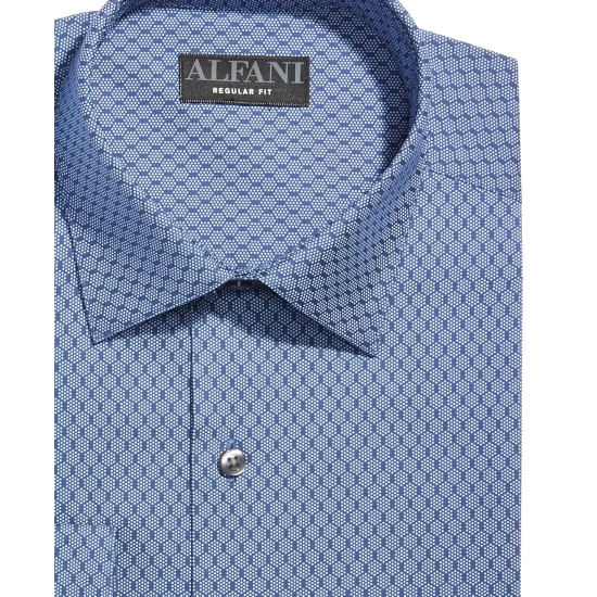 Coupon π Alfani Men's Regular Fit 2-Way Stretch Performance π Shirt, Created For Macy's Navy White π - Image 4