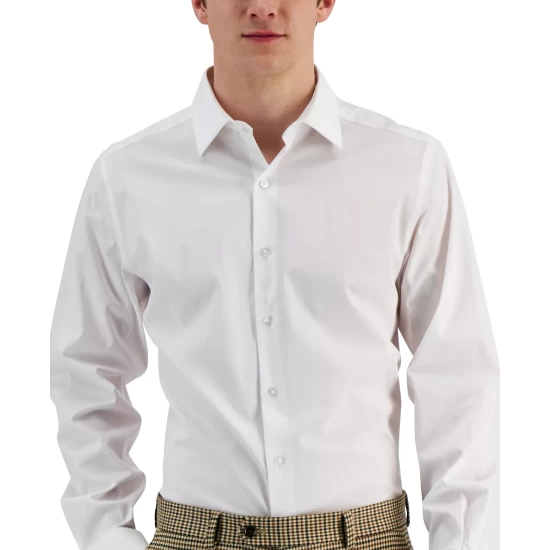 Hot Sale π Alfani Men's Slim Fit 2-Way Stretch Stain Resistant π Dress π Shirt, Created For Macy's Deep Black π - Image 5