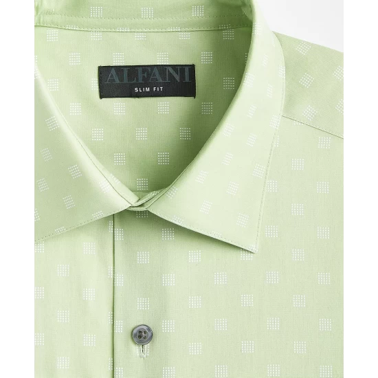 Cheap β¨ Alfani Men's Slim Fit 2-Way Stretch Stain Resistant π Dress π Shirt, Created For Macy's Red Black π€© - Image 4