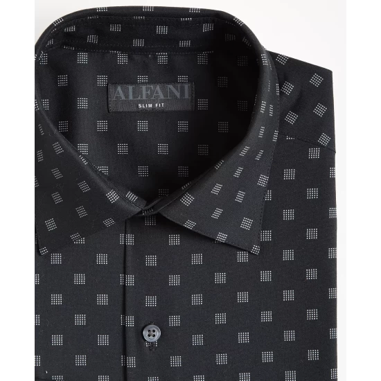 Cheap β¨ Alfani Men's Slim Fit 2-Way Stretch Stain Resistant π Dress π Shirt, Created For Macy's Red Black π€© - Image 5