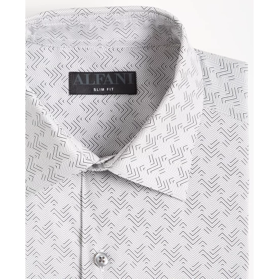 Cheap π Alfani Men's Slim Fit 2-Way Stretch Stain Resistant Houndbone Geo π Dress π Shirt, Created For Macy's Black Blue β€οΈ - Image 7