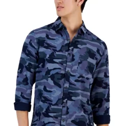 Budget 𧨠Alfani Men's Crown Medallion π Shirt, Created For Macy's Bellweather Blue π