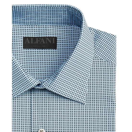 Cheap π Alfani Men's Slim Fit 2-Way Stretch Stain Resistant Geometric Print π Dress π Shirt, Created For Macy's Blue β - Image 6