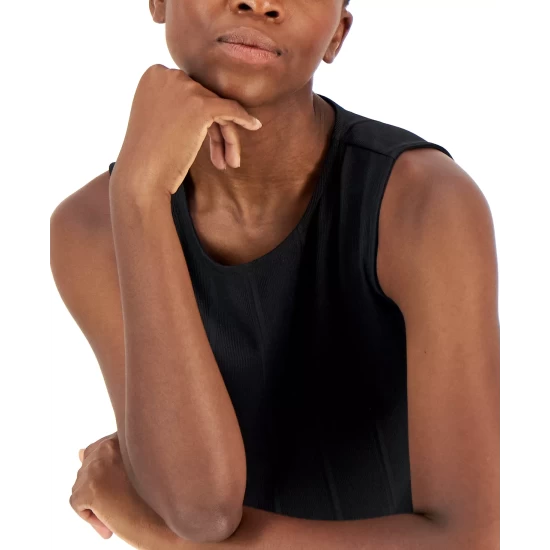 Hot Sale π Alfani π© Women's Ribbed Side-Slit Sleeveless Top, Created For Macy's Deep Black π - Image 4