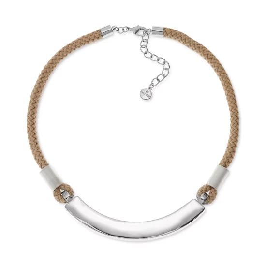 Best reviews of π€© Alfani Silver-Tone Curved Bar & Braided Rope Statement Necklace, 17+ 2 Extender, Created For Macy's π - Image 2